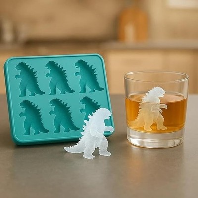 Kitchen Bar Godzilla Shaped Ice Cube Mold Ice Cube Tableware 6 Grid Silicone