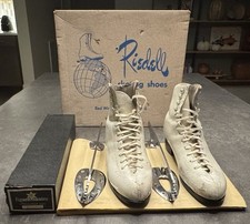 Vintage 1960s Riedell White Women  s Figure Skates w/ Original Box  Hardware