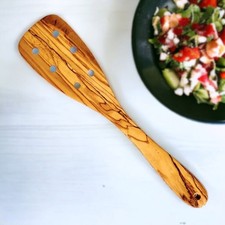 Olive Wood Spatula with Holes 30 cm, Wooden Spatula, Cookware, Kitchen Utensils,