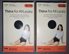Thinx for ALL LEAKS (2-PACK) Hi-Waisted Underwear BLACK (Size XL) NIB MSRP $54