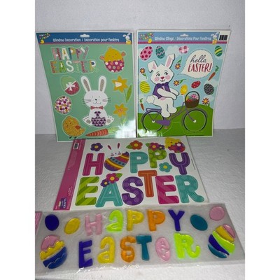 Easter Crafts Window Clings Gel Clings Lot 4pk Bunny Chick Egg Decorations NEW