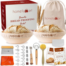Banneton Bread Proofing Basket Set - 9" round  10" Oval Rattan Sourdough Proofi