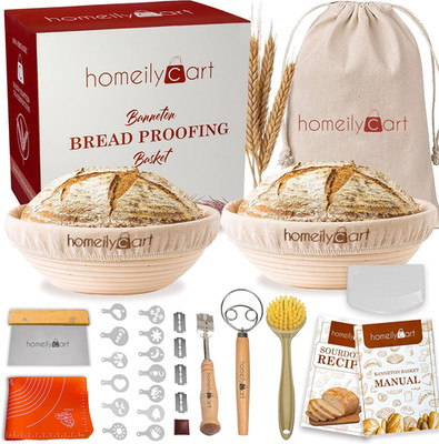 Banneton Bread Proofing Basket Set - 9'' round & 10'' Oval Rattan Sourdough Proofi