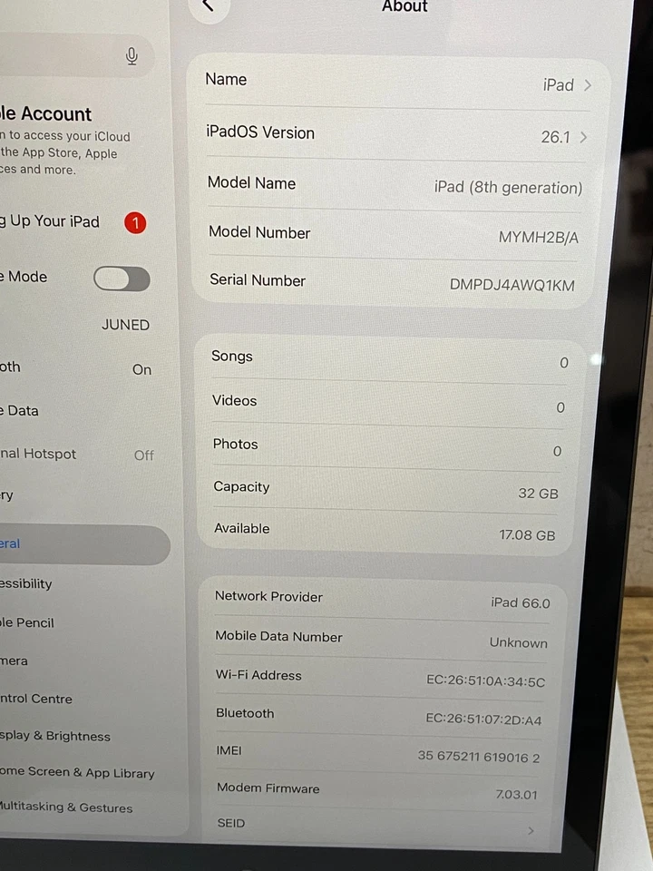 Apple iPad 8th Gen 10.2" A2429 Space Grey (OFFER WELCOME) - Image 4 of 4