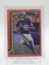 JUSTIN JEFFERSON 2025 TOPPS CHROME ORANGE WAVE REFRACTOR /25 #195 VIKINGS Q4441