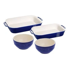 Staub Stoneware 4-pc, Baking And Bowl Set, Dark Blue
