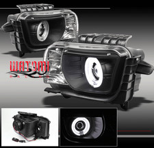 10-13 CHEVY CAMARO CCFL HALO PROJECTOR HEADLIGHTS LAMPS BLACK 11 12 LS LT SS ZL1