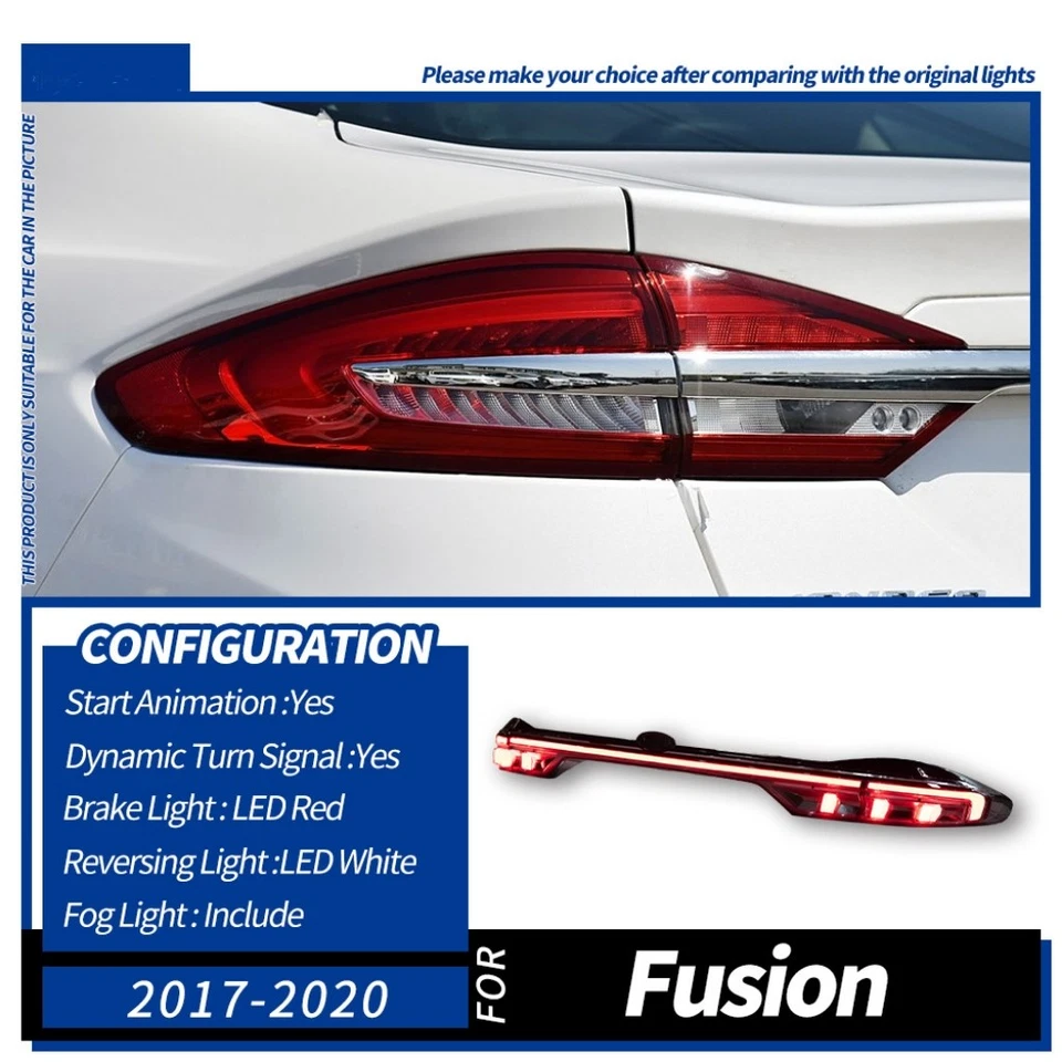 Single LED Sequential Animation Turn Taillight For 13-20 Ford Fusion Brake - Image 4 of 4