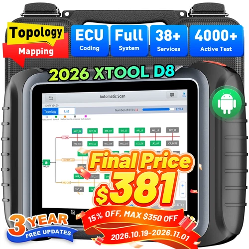 XTOOL D8 All System Diagnostic OBD2 Scanner 38+ Service Topology Map Key Program - product listing photo