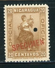 NICARAGUA Early SPECIMENS MNG: MAXWELL #O135 20c Brown Large Diagonal OVPT $$$