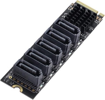 NFHK NGFF NVME M-Key PCI Express auf SATA 3.0 6Gbps 5 Ports Adapter Konverter