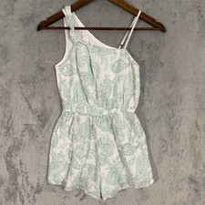 Abercrombie Kids Romper Girls 11/12 White Green Paisley One Shoulder Gauze Airy
