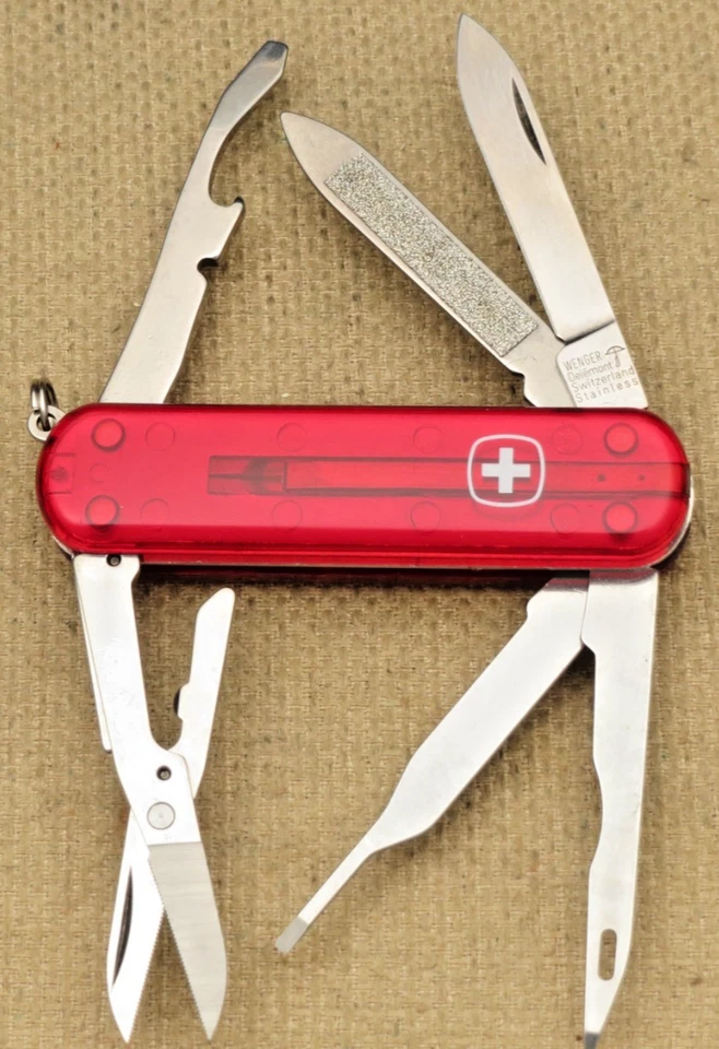 Vintage Descontinuado WENGER Canivete Suíço Baú de Ferramentas de Bolso Micro Leve Estado Perfeito - Imagem 2 de 4