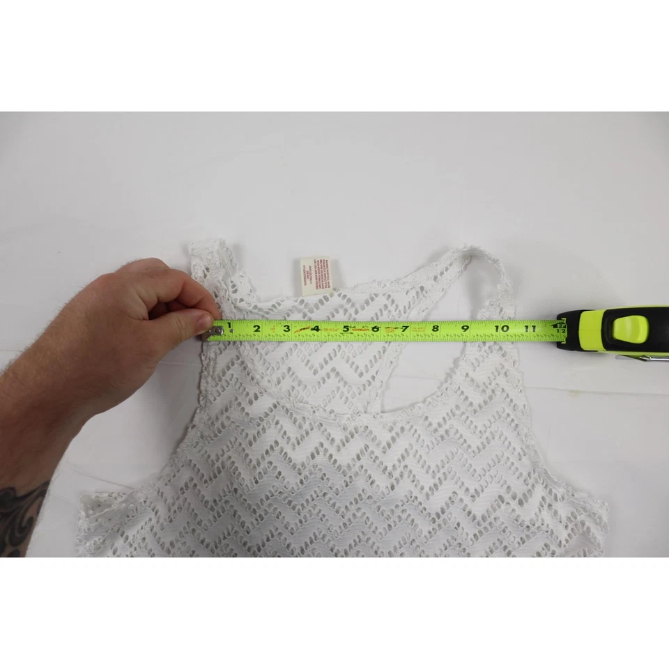 Camiseta sin mangas Arizona Jean Co para mujer mediana (M) blanca cubierta tejido abierto boho Foto 3 de 4