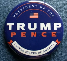 2016 DONALD TRUMP "OFFICIAL" PRESIDENT ELECT - BLUE "AUTHENTIC" PIN BACK BUTTON