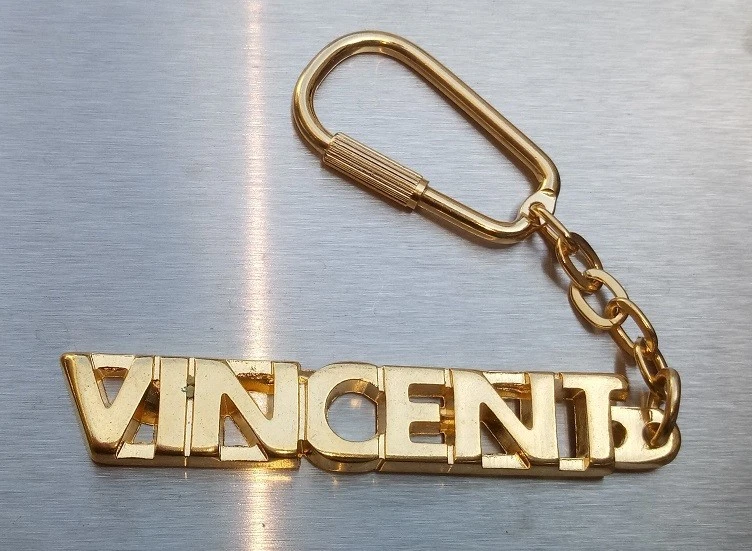 HIERZEGGER EDLER SCHLÜSSELANHÄNGER VINCENT VERGOLDET Gold Name Weihnachtsgeschenk