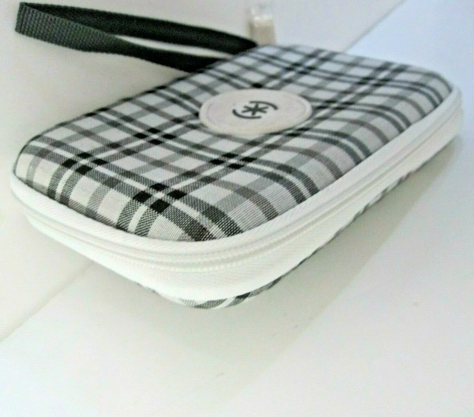 Funda con Cremallera Speck 4" X 6" para Accesorios de Teléfono Celular Diseño a Cuadros con Cable   Foto 2 de 3