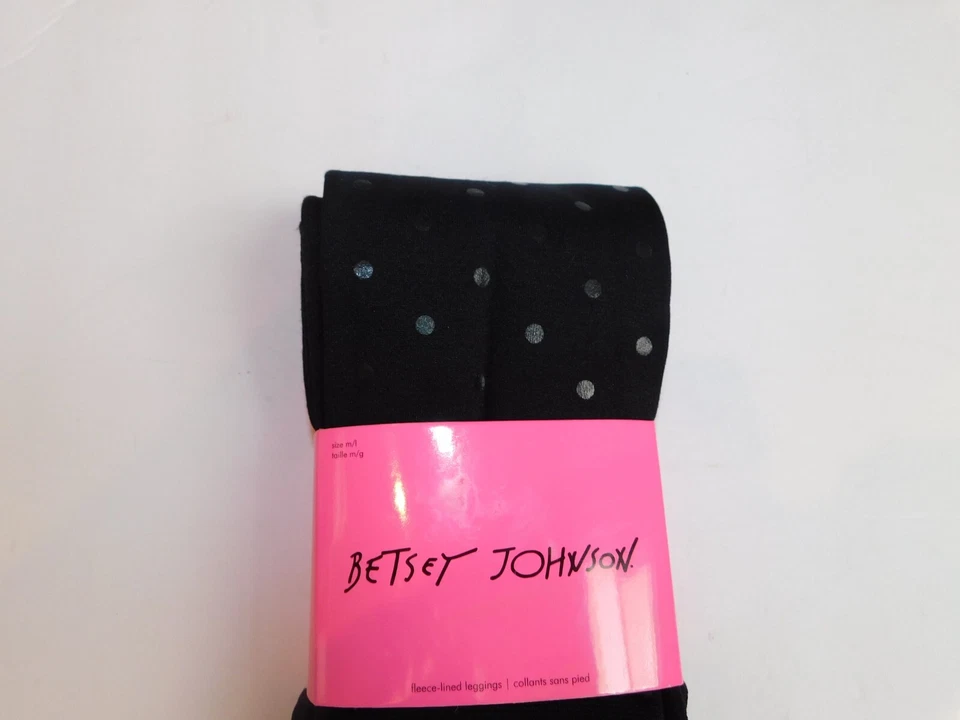 NUEVO CON ETIQUETAS Leggings Betsey Johnson Forrados de Vellón Negros M/L Lunares Transparentes Foto 3 de 4