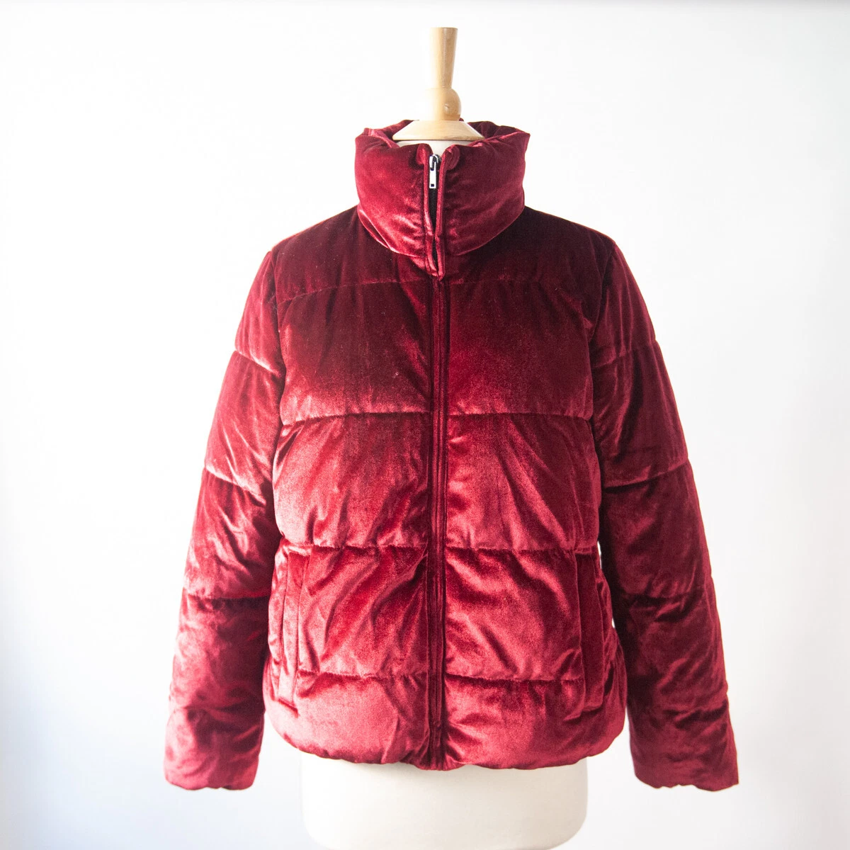 Velvet puffer jacket old clearance navy