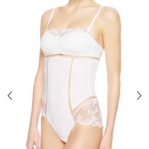 $735 NUEVO LA PERLA Zephyra Bustier Body Sujetador de Encaje Acolchado Blanco 36 A IT 3 FR 90 - Imagen 1 de 16