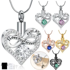 Infinity Urn Necklace for Human Ashes Heart Cremation Necklace Memorial Jewelry