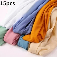 15pcs Chiffon Hijabs Scarf 86 Colors Available Long Shawl Wrap Bandana Ladies