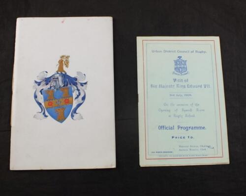 1909 VISIT to RUGBY SCHOOL KING EDWARD VII OPENING SPEECH ROOM PROGRAMME x2 RB6 - Picture 1 of 1