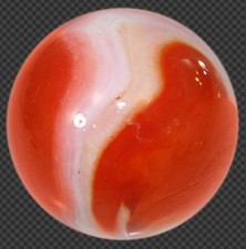 42mm "Carrot" Glass Mammoth Marble 1.65" Orange w/ White  Red Swirls with Stand
