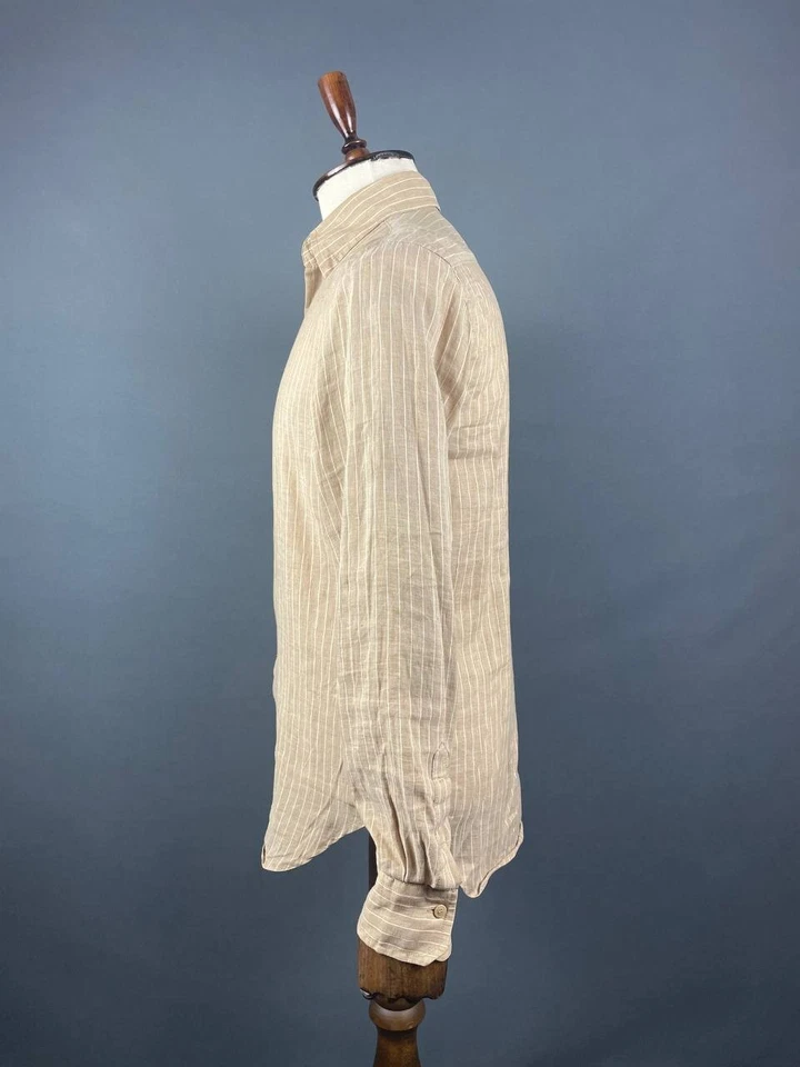 Cerutti 1881 Long Sleeve Button Up Shirt Size M Beige - Image 4 of 4