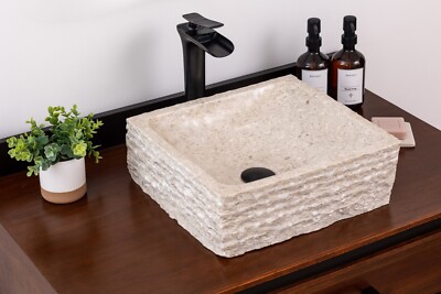 Natural Stone Vessel Bathroom Sink - Rustic Ojinaga Marble