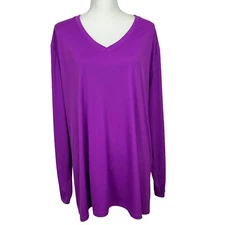 JMS JUST MY SIZE ACTIVE Women’s Pullover Top Sz 4X (26W/28W) Purple V-Neck