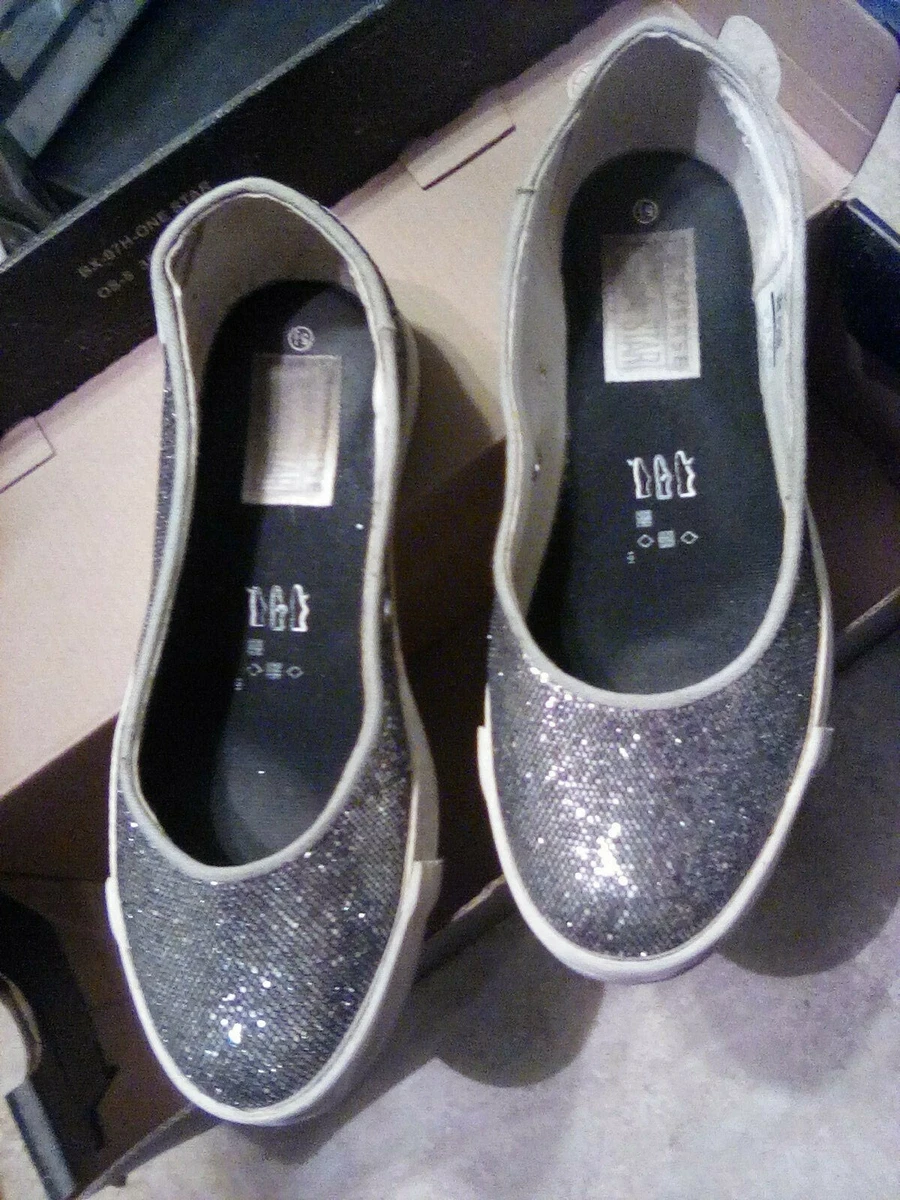 Converse One Star Silver Glitter Skimmer Slip On Sneakers Women s Sz 5.5