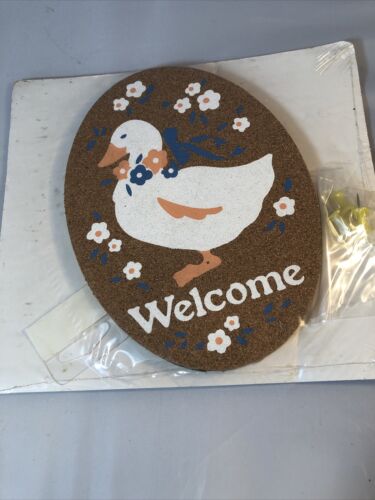 Vintage Happy Corkers Oval Duck Welcome Corkboard 5" by 7" - Picture 1 of 6
