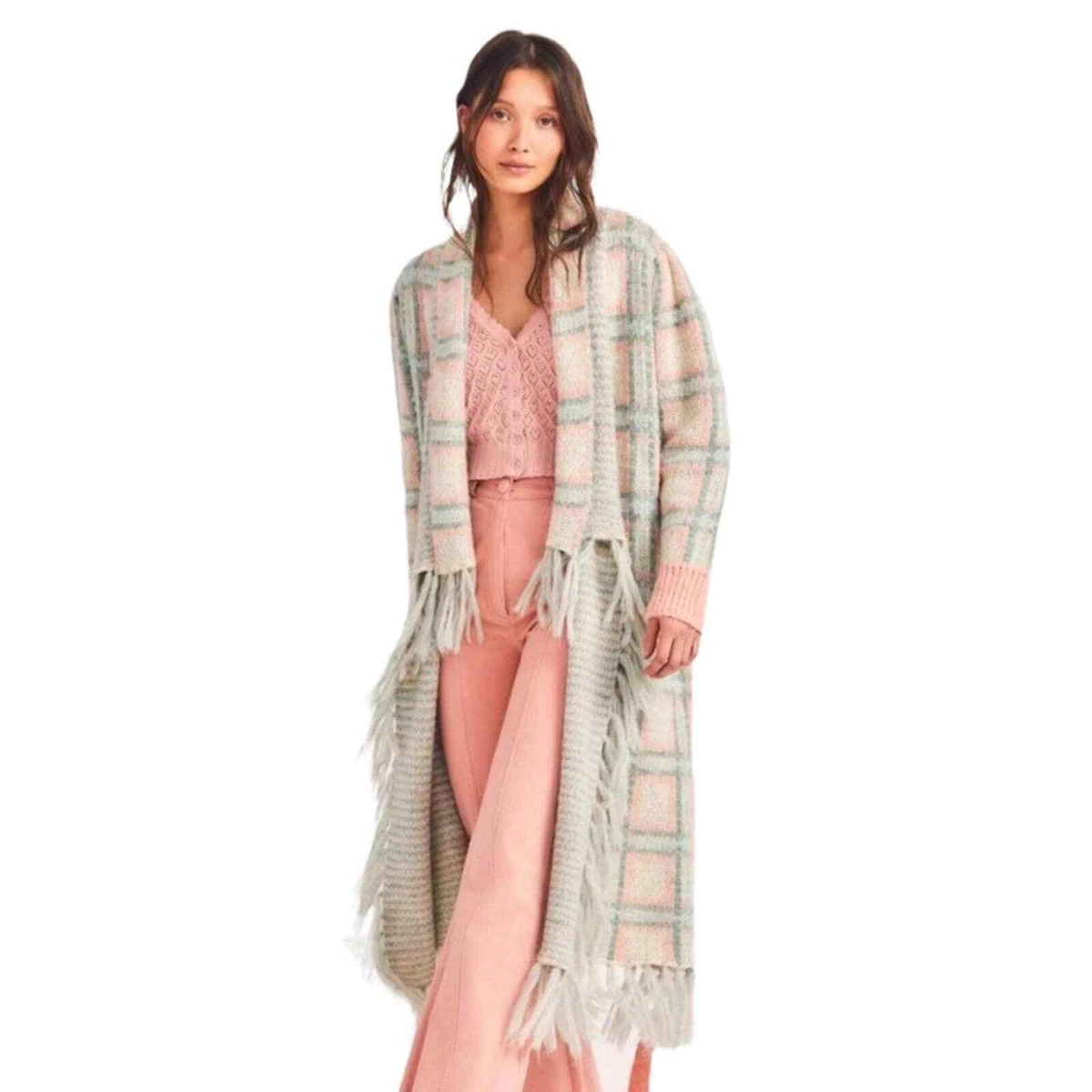 Plaid duster cardigan clearance
