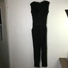 Sans Souci Women's Black Jumpsuit Size Medium Scoop Neck Sleeveless Pocket