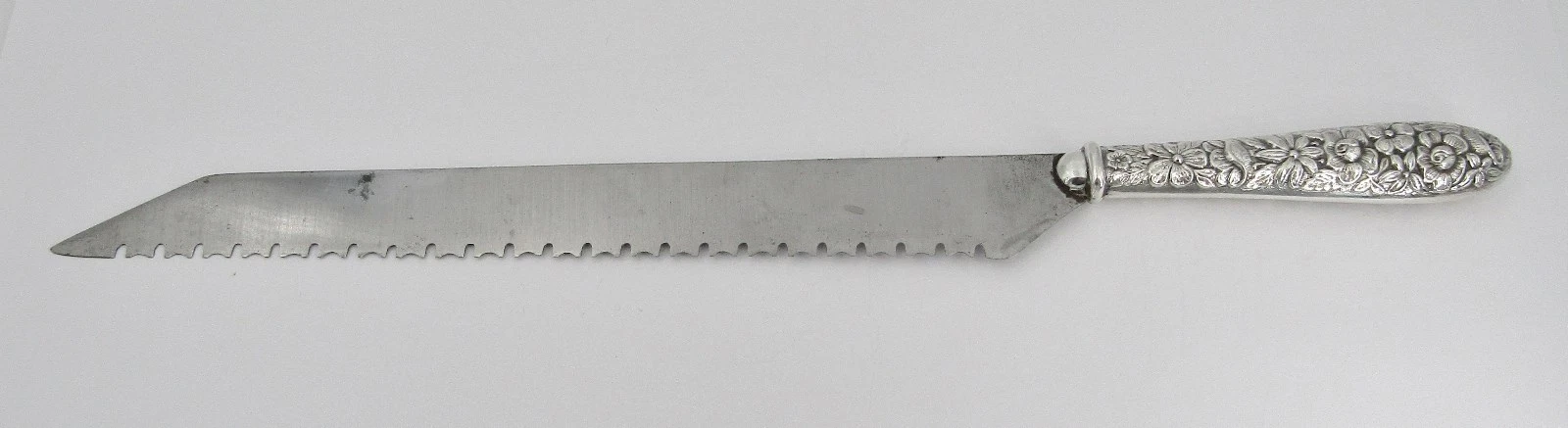 Manchester Sterling 12 1/4" Serrated Knife - Southern Rose Pat; No Mono - #7987