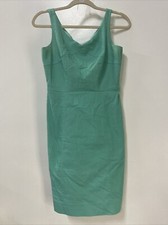Tahari Size 2P Green Shift Dress Exposed Zipper Career/Wedding Guest EUC