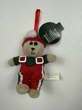 Starbucks 2019 Mini Bearista Teddy Bear 4" Plush Christmas Ornament Red Overalls