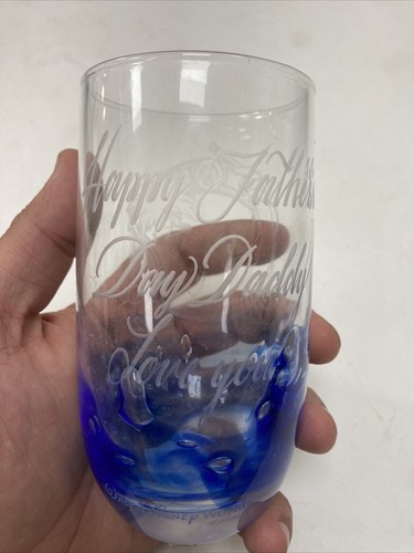 Walt Disney World Happy Fathers Day Daddy I Love You Tumbler Blue Scuttle Glass - Picture 2 of 9