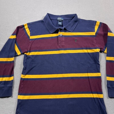 Polo Ralph Lauren Youth XL 20 Long Sleeve Striped Polo Shirt Navy