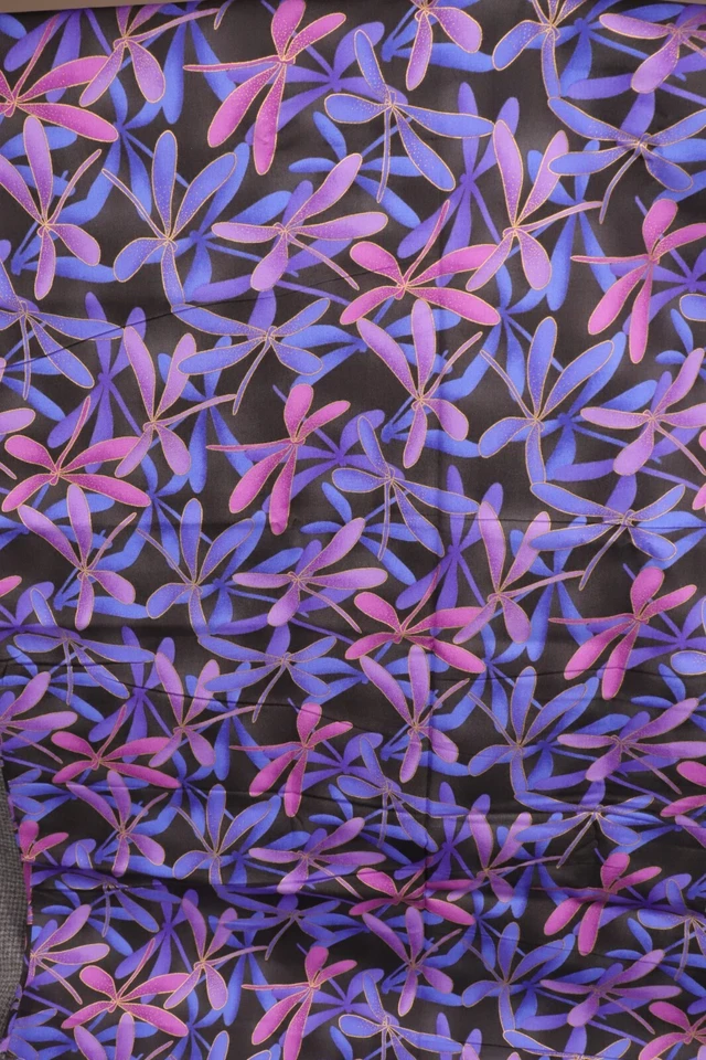 64" x 44" MAGI-01 by Kona Bay Fabric Magical Flight Dragonflies Purple Blue - Image 2 of 4