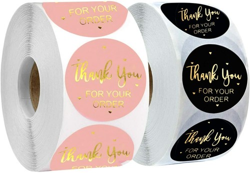 25mm/1inch Thank You for Your Order Gold Foil Stickers For Packing Gift Business - Picture 2 of 19