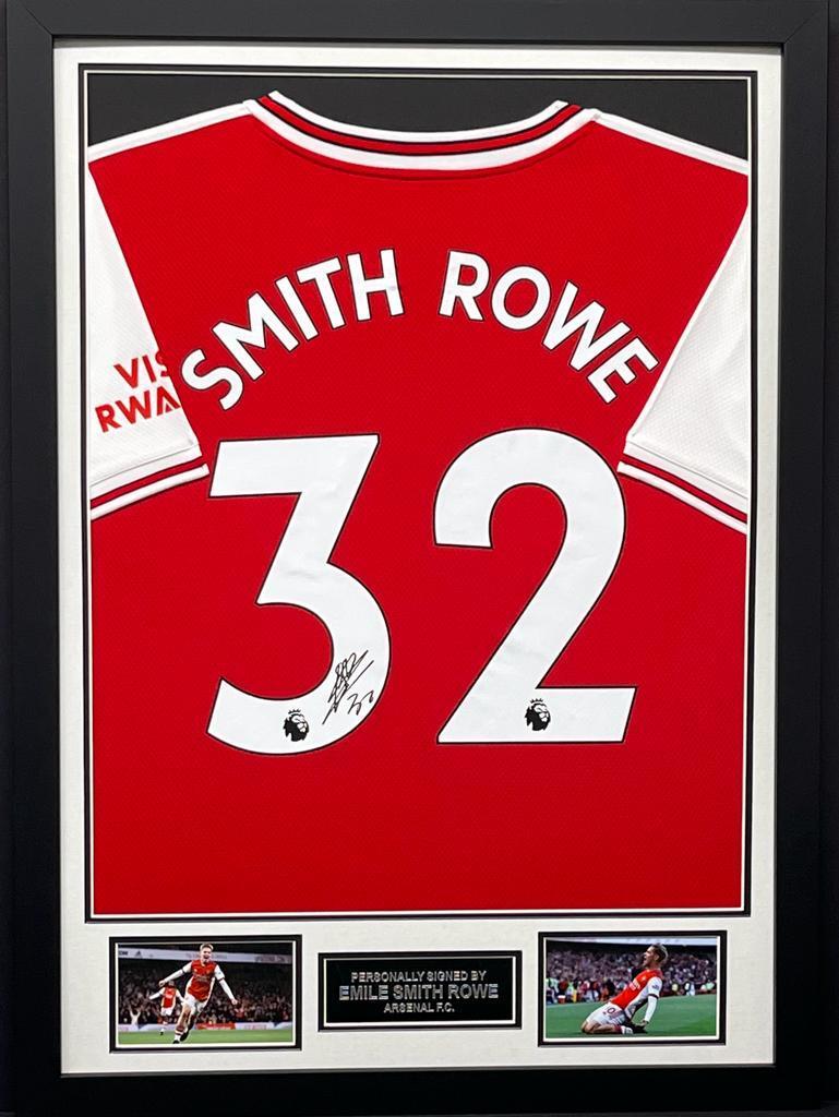 FILA Emile Smith Rowe SIGNED & Framed Arsenal F.C. Shirt Genuine Signature AFTAL COA