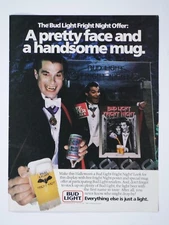 Bud Light Halloween Count Dracula Pretty Face Handsome Mug VTG Original Print Ad