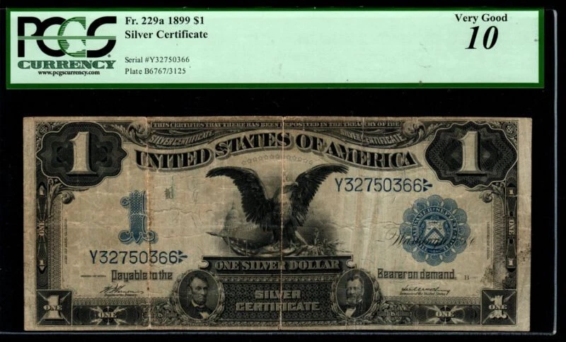 Fr 229a 1899 $1 Silver Certificate PCGS 10 Black Eagle KEY NOTE DATE RIGHT (AFJ) - Image 4 of 4