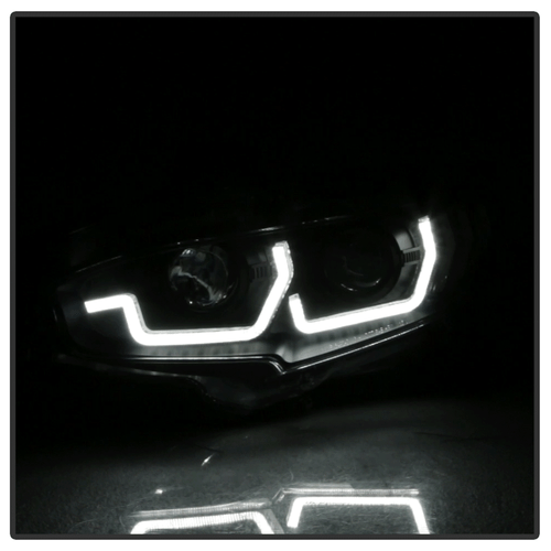 For 2016-2021 Honda Civic Black LED Tube Sequential Signal Projector Headlights - Picture 11 of 15