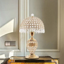 Golden Glass Table Lamp Vintage Bedroom Tiffany Nightstand Desk Mermaid Deluxe