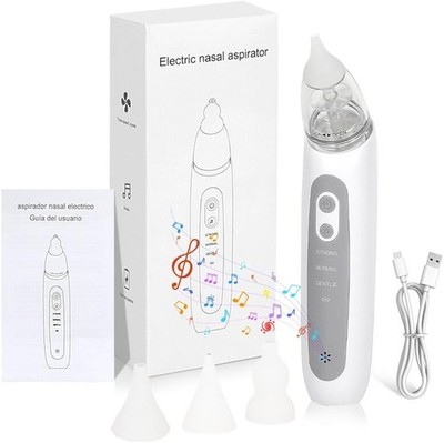 Elektrischer Nasensauger Baby, 3 Saugstufen, Silikonspitzen, Musik & Licht,