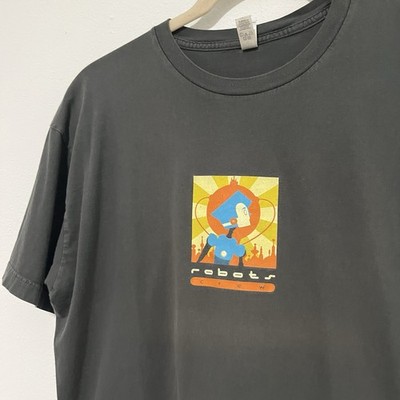 ROBOTS Animation Crew T-Shirt 2XL Gray Cartoon Movie Promo Blue Sky Disney
