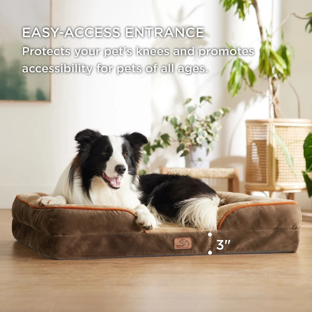 Bedsure Convoluted Foam Pet Sofa , Medium Dogs , 28x23x6.5 In ( New) Brown